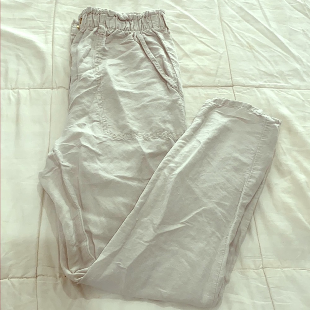 Paper bag waist linen pants
